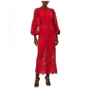 Farm Rio Nature Guipure Midi Dress Women's